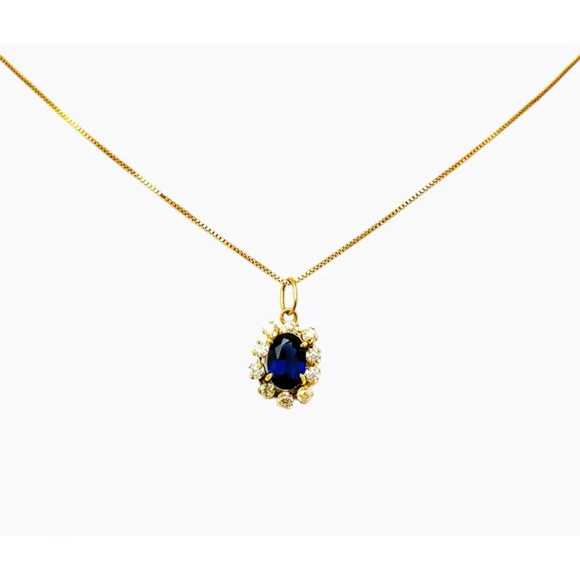 Collar oro 18k con zafiro ovalado